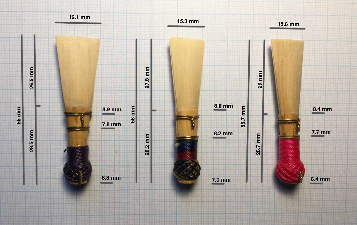 Reed dimensions Historical Bassoon
